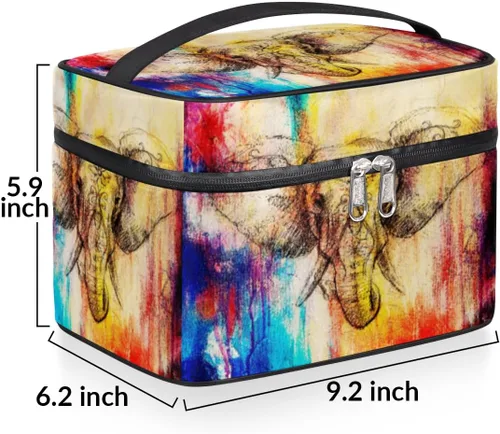 Miniatura 3 de Bolsa de maquillaje grande de elefante para mujer, bolsa de cosméticos de viaje, bolsa de maquillaje portátil para botellas, pinceles, lápiz labial