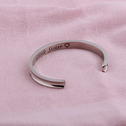 Miniatura 5 de Zuo Bao Pulsera de acero inoxidable para hermana mayor y hermana pequeña (plata, 2 piezas), Metal