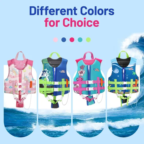 Miniatura 7 de HeySplash Chaleco de natación para niños pequeños, chaqueta de natación para niños de 30-50/50-80 libras, chaleco flotante para niños con correa