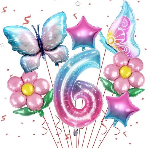 Miniatura 9 de Decoraciones de cumpleaños de sirena para la 7ª niña, kit de globos rosa y azul, globos de cola de mar para niñas, fiesta de sirena, baby shower