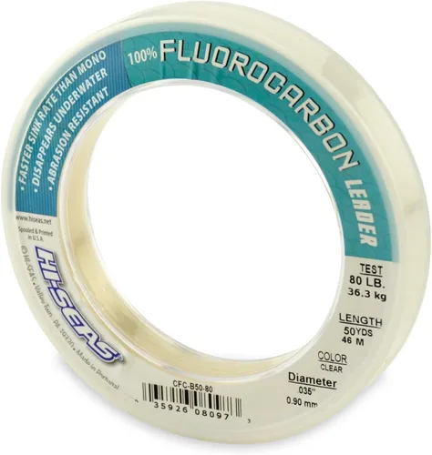 Miniatura 20 de HI-SEAS Líder de línea de pesca 100% fluorocarbono, líder invisible transparente, indetectable para peces, hundimiento rápido, 6 libras a 400 libras