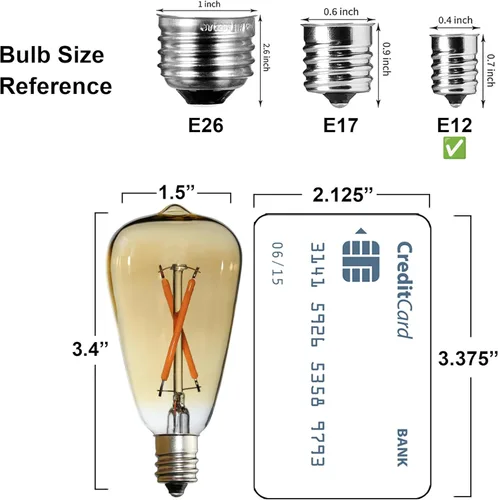 Miniatura 3 de Paquete de 6 bombillas LED ST38 para candelabros de 25 W, equivalente a CRI 85-90, 10000 horas, 2200 K, blanco cálido, bombillas E12, repuesto