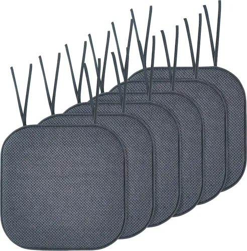 Miniatura 48 de Elegant Comfort Fundas de cojín para silla con lazos y parte trasera de goma antideslizante, espuma viscoelástica gruesa, almohadilla de cojín