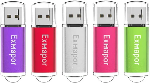 Miniatura 8 de Unidad flash USB 1GB 5PCS Exmapor Memory Stick Bulk Storage Pen Drive con indicador LED Rojo/Negro/Plata/Verde/Azul