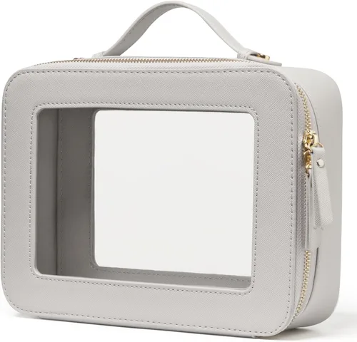 Miniatura 59 de Bolsa de maquillaje transparente Popvibe, estuche de cosméticos de viaje con cremallera, bolsa de aseo transparente con cremallera, organizador Malva
