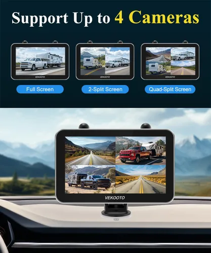 Miniatura 3 de VEKOOTO VK7 Pro - Cámara magnética solar inalámbrica de respaldo, monitor de pantalla táctil IPS de 7 pulgadas, HD1080P, sin cableado, sistema