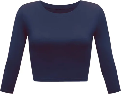 Miniatura 14 de Camiseta corta para mujer, cuello redondo, manga 3/4, casual, Y2K, linda camiseta corta para yoga