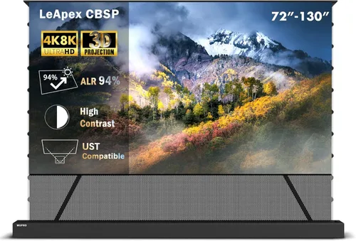 Miniatura 10 de LeApex - Pantalla de proyección retráctil eléctrica de cristal negro ALR de 110 pulgadas, pantalla inteligente 3D activa para proyectores