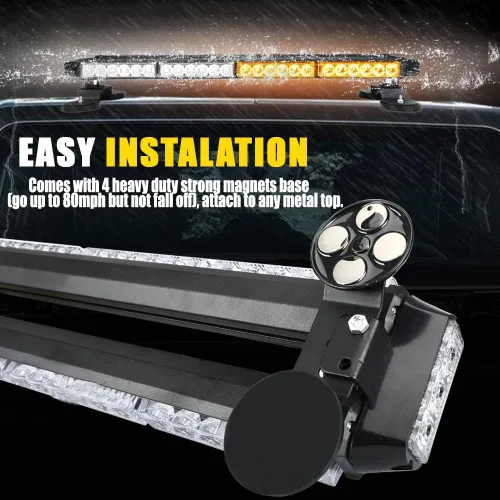 Miniatura 5 de 26" 54 LED 7 modo flash Asesor de tráfico de doble cara advertencia de emergencia seguridad vehículo techo superior barra de luz estroboscópica