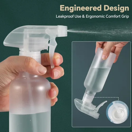 Miniatura 4 de Botellas de plástico de spray (paquete de 2 unidades de 10 onzas), boquilla ajustable de niebla fina y corriente de chorro a prueba de fugas