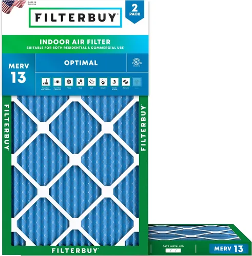 Miniatura 17 de Filterbuy Filtro de aire MERV 13 de 8 x 14 x 1 pulgadas, protección óptima contra el humo y la alergia (paquete de 2), filtros electrostáticos