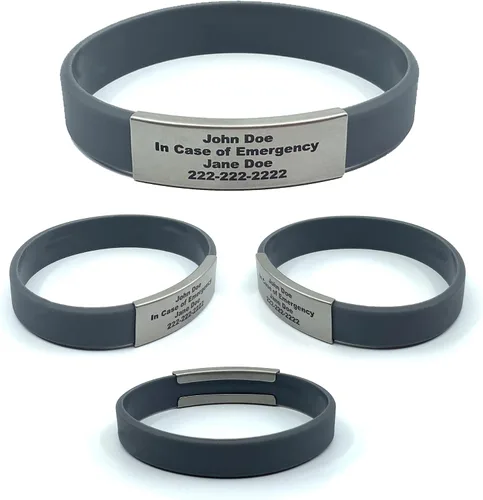 Pulsera de identificación médica personalizada - Pulsera de seguridad para personas mayores grabada personalizada - Alerta de Alzheimer