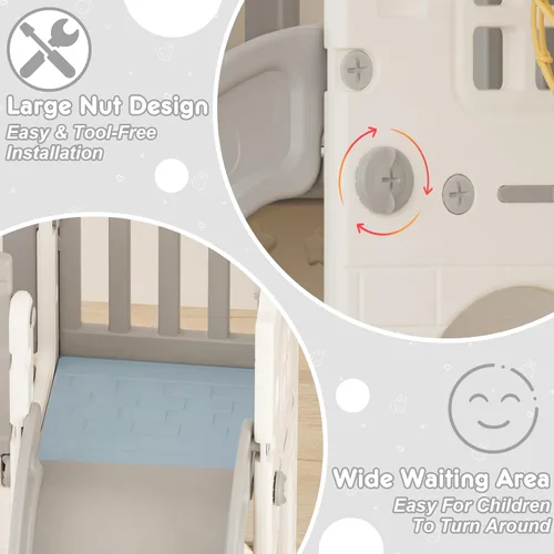 Miniatura 5 de YUFU Juego de tobogán 8 en 1 para niños pequeños, tobogán para niños de 1 a 3 años, juego de juego para niños pequeños con escalador, aro