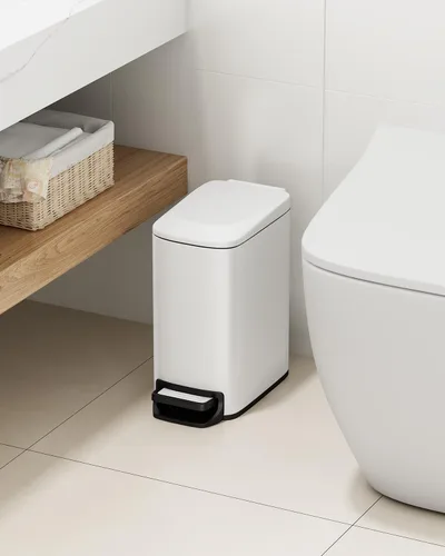 Miniatura 7 de TIPGO Cubo de basura delgado para baño con tapa de cierre suave, pedal escalonado, cubo de basura de acero inoxidable de 6 litros/1.6 galones, cubos