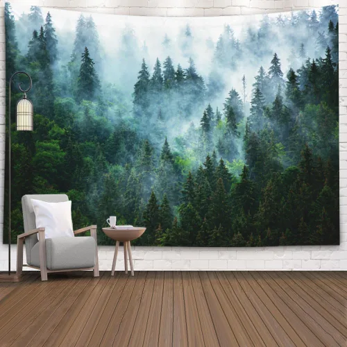 Miniatura 50 de Crannel Tapiz de invierno para colgar en la pared, sombrero de mago psicodélico para barba, tapiz mágico de calavera de humo de 50 x 60 pulgadas