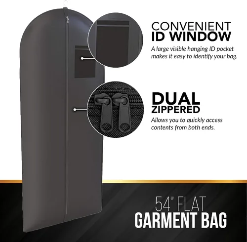 Miniatura 3 de Paquete de 3 bolsas de viaje para trajes, vestidos y vestidos, color negro, 54 x 24 pulgadas, ventana grande