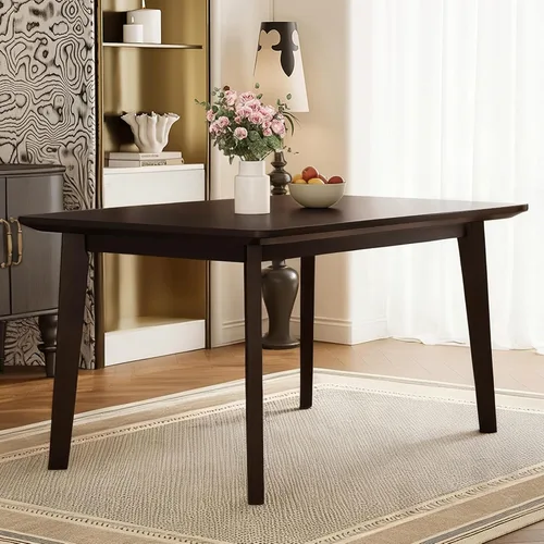 Miniatura 6 de Mesa de comedor de madera de 5 piezas y 4 sillas tapizadas, mesa rectangular con sillas, asiento y respaldo acolchados de lino para comedor, cocina