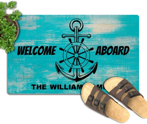 Miniatura 3 de Tapete para puerta de 23.6 x 15.7 pulgadas, tapete de bienvenida con nombre de la familia, tapete personalizado personalizado de bajo perfil