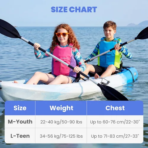 Miniatura 6 de Gogokids Chaleco de natación para niños y jóvenes de 50 a 125 libras, chaleco de natación ligero de perfil bajo con bolsillo frontal, hebillas