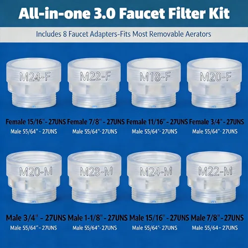 Miniatura 7 de Filtro de agua para fregadero de baño de larga duración. Elimina el 99% del cloro y metales pesados. Suavizante de agua dura. Purificador