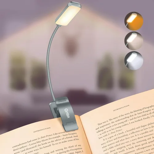 Miniatura 13 de Gritin Luz de Lectura Recargable de 9 LED para Leer en la Cama - Cuidado de los Ojos 3 Temperaturas de Color, Brillo de Atenuación Continua, 80