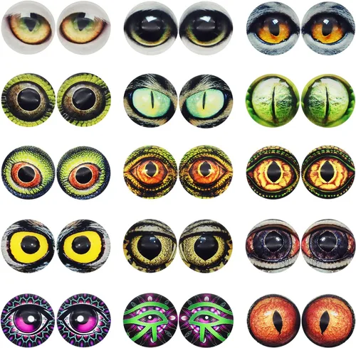 Miniatura 11 de 100 piezas de búho, serpiente, lagarto, ojos de animales, cabujón de cristal para hacer muñecas de arcilla, esculturas, accesorios