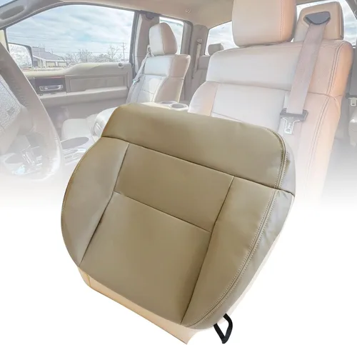 NLQR Funda de asiento de repuesto inferior del conductor delantero beige tostado HW EW piel de microfibra compatible con Ford F-150 Lariat STX XL