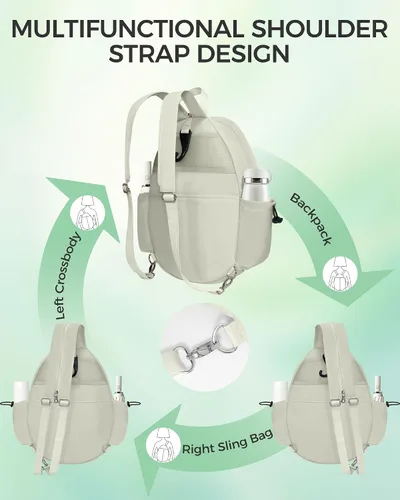 Miniatura 5 de Bolsa de tenis, mochila de tenis resistente al agua para mujeres y hombres, diseño de bandolera acolchada para tenis, pickleball, raquetas de Beige