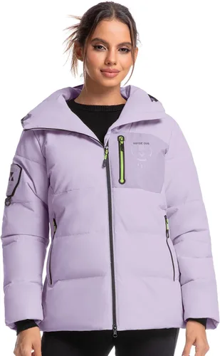 Miniatura 9 de Chaqueta aislante para mujer, resistente al viento, impermeable, con capucha, para esquí, snowboard, con múltiples bolsillos