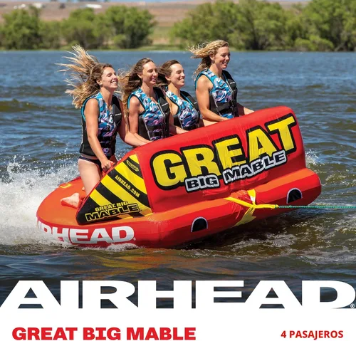 Miniatura 6 de Airhead Mable Towable Tube for Boating, 1-4 Rider Inflatable Boat Tube for Water Tubing, Heavy Duty Full Nylon Cover, EVA Foam Pads, Dual Tow Point