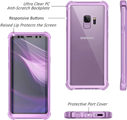 Miniatura 2 de Dexnor Funda para Galaxy S9 con protector de pantalla transparente de grado militar, resistente 360, cuerpo completo, a prueba de golpes, carcasa