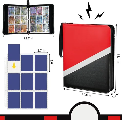 Miniatura 2 de PREZA Carpeta de tarjetas coleccionables – Carpeta de tarjetas de 9 bolsillos – Se adapta a 900 tarjetas – Carpeta de transporte de libros