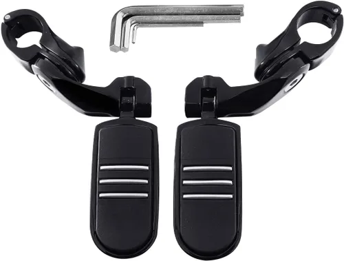 Miniatura 15 de TCT-MOTORPARTS Estriberas negras de 1/4 de pulgada y 1.25 pulgadas, estriberas ajustables para motocicleta en ángulo largo para Harley Touring Road