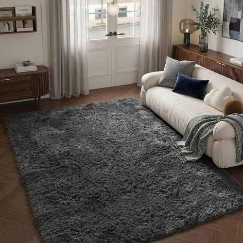 Miniatura 26 de Alfombra mullida de 5 x 8 pies, apta para mascotas, de fácil cuidado, ultra suave, con respaldo antideslizante, moderna alfombra de felpa mullida