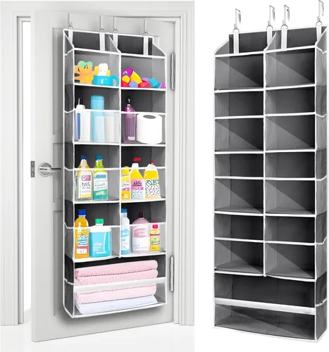 Miniatura 25 de ULG Organizador para colgar sobre la puerta, 5 niveles extra grande con 10 bolsillos de malla, capacidad de 100 libras, organizador de puerta Beige
