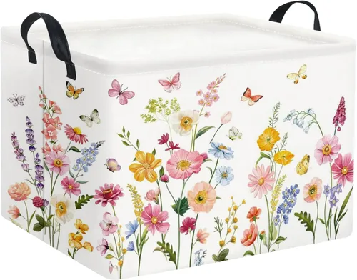 Miniatura 58 de Cesta rectangular de almacenamiento para niños, cesta de almacenamiento para bebés con asas para la cocina del hogar, lindo organizador de juguetes