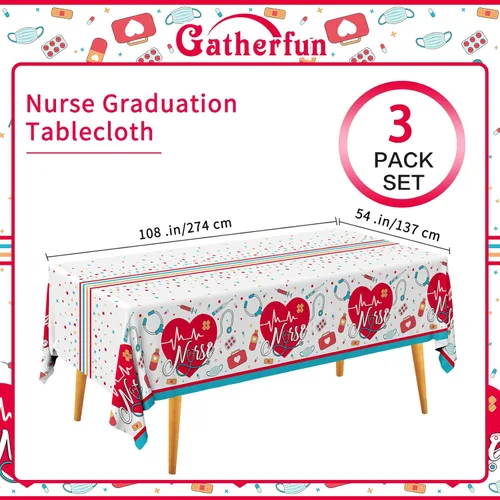 Miniatura 2 de Gatherfun Decoraciones de fiesta de graduación de enfermera, día del médico y mantel de graduación de la escuela de medicina para suministros