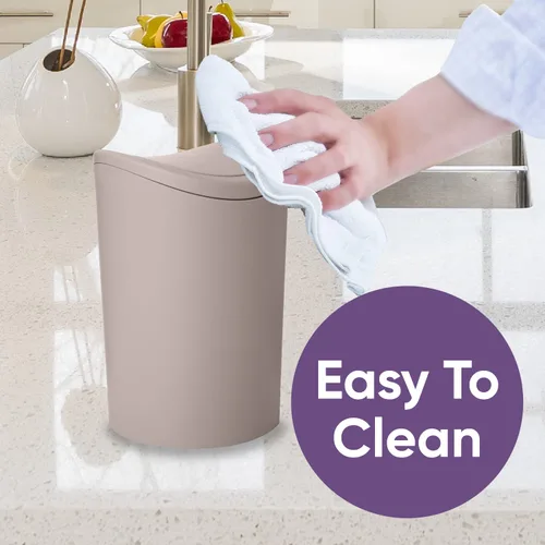 Miniatura 9 de Superio Mini cubo de basura para baño con tapa, moderno mini cubo de basura con tapa abatible (1 1/2 galón, 6 litros) de plástico para cocina, baño