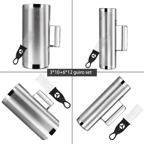 Miniatura 4 de Soulmate Guiro Instrument Guiro Shaker de acero inoxidable 3 "10" y 6 "12" Instrumento de percusión con raspador, acompañamiento de banda