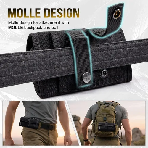 Miniatura 3 de OneTigris Funda táctica para teléfono móvil con correa MOLLE y hebilla de liberación rápida, para iPhone 17/Air/17 Pro/16/16 Pro/15/15 Pro/14 Pro/13
