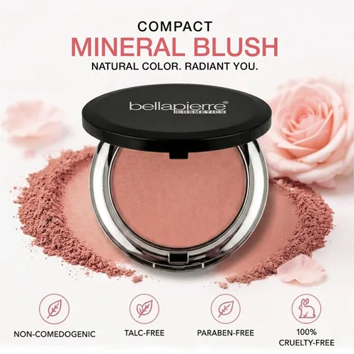 Miniatura 2 de bellapierre Rubor mineral compacto Brillo cálido No tóxico y sin parabenos Adecuado para todo tipo de piel Estuche compacto – 0.35 onzas
