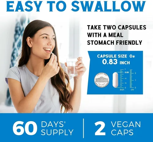 Miniatura 8 de Vitalibre Complejo de magnesio 6 en 1 para mujeres y hombres, 260 mg de magnesio elemental Máxima absorción Suplemento de magnesio quelado