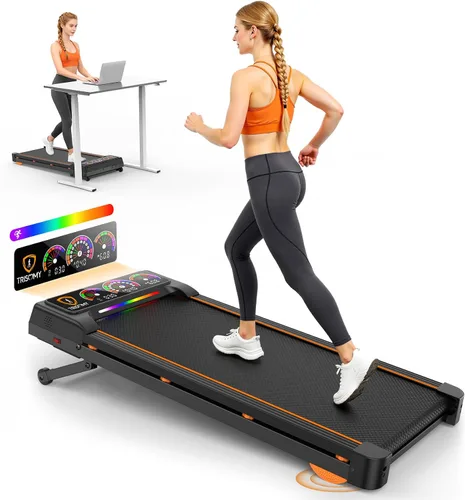 Walking Pad with 15% 12-Level Auto Incline & Handle Bar, 450 lbs Capacity UI Screen, Rayspace 3.5HP Quiet Under Desk Treadmill, Speaker, APP &
