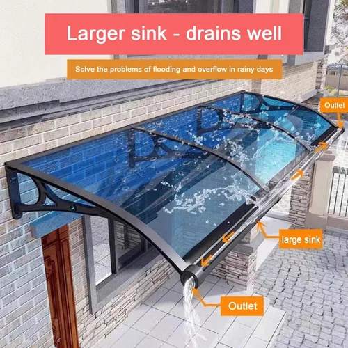 Miniatura 2 de Toldo para puerta de aleación de aluminio para fregadero, cubierta de policarbonato transparente, protección contra la lluvia y la nieve, protección