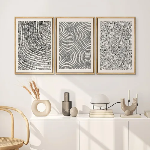 Miniatura 588 de SIGNWIN Lienzo enmarcado para pared, arte con pinceladas de flujo neutro en tonos beige abstractos, ilustraciones, arte moderno, decorativo