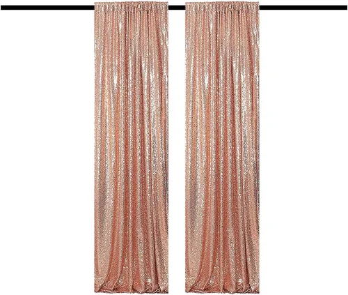 Miniatura 19 de Cortinas de fondo de lentejuelas negras con purpurina de 2 x 8 pies, 4 paneles para decoración de bodas, fiestas de cumpleaños, despedidas de Negro