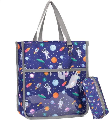 Miniatura 11 de Bolsas de mano lindas para niños y niñas de 4 a 16 años, bolsos con estuche de lápices, bolsas de libros con cremallera para la escuela y el tiempo