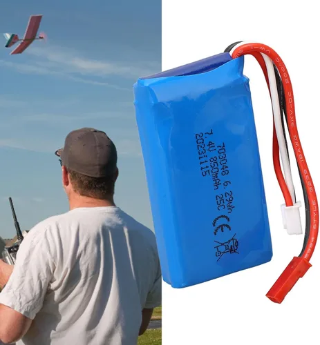Miniatura 2 de RiToEasysports Batería de repuesto de avión RC, batería de helicóptero RC 7.4V 850mAh RC para V912V262V333V353BQ202 con enchufe rojo JST
