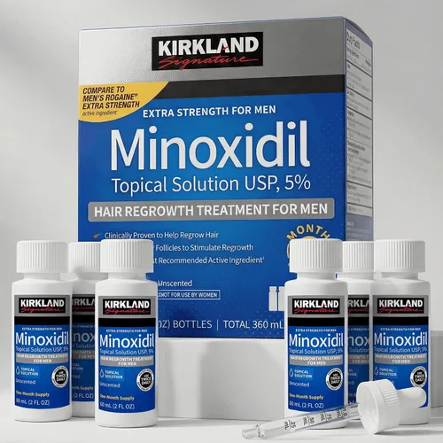 Miniatura 9 de Kirkland Signature Minoxidil Solución tópica USP 5%, tratamiento de crecimiento capilar extra fuerte para hombres, suministro de 6 meses