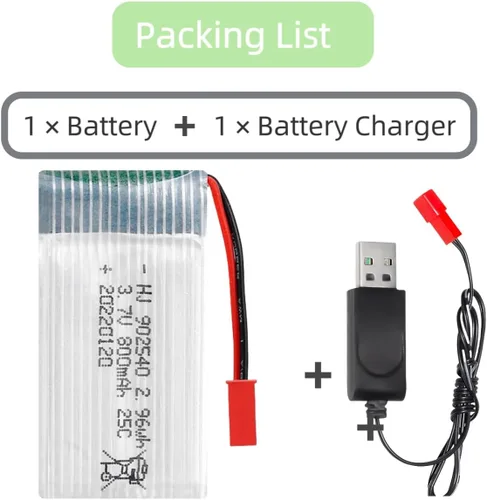 Miniatura 3 de 3.7V 800mAh 25C RC Avión Lipo Batería 902540 para FPV UAV Control Remoto Aviones Control Remoto UAV Quadcopter Copter.X5C X5SW Drone Batería con JST